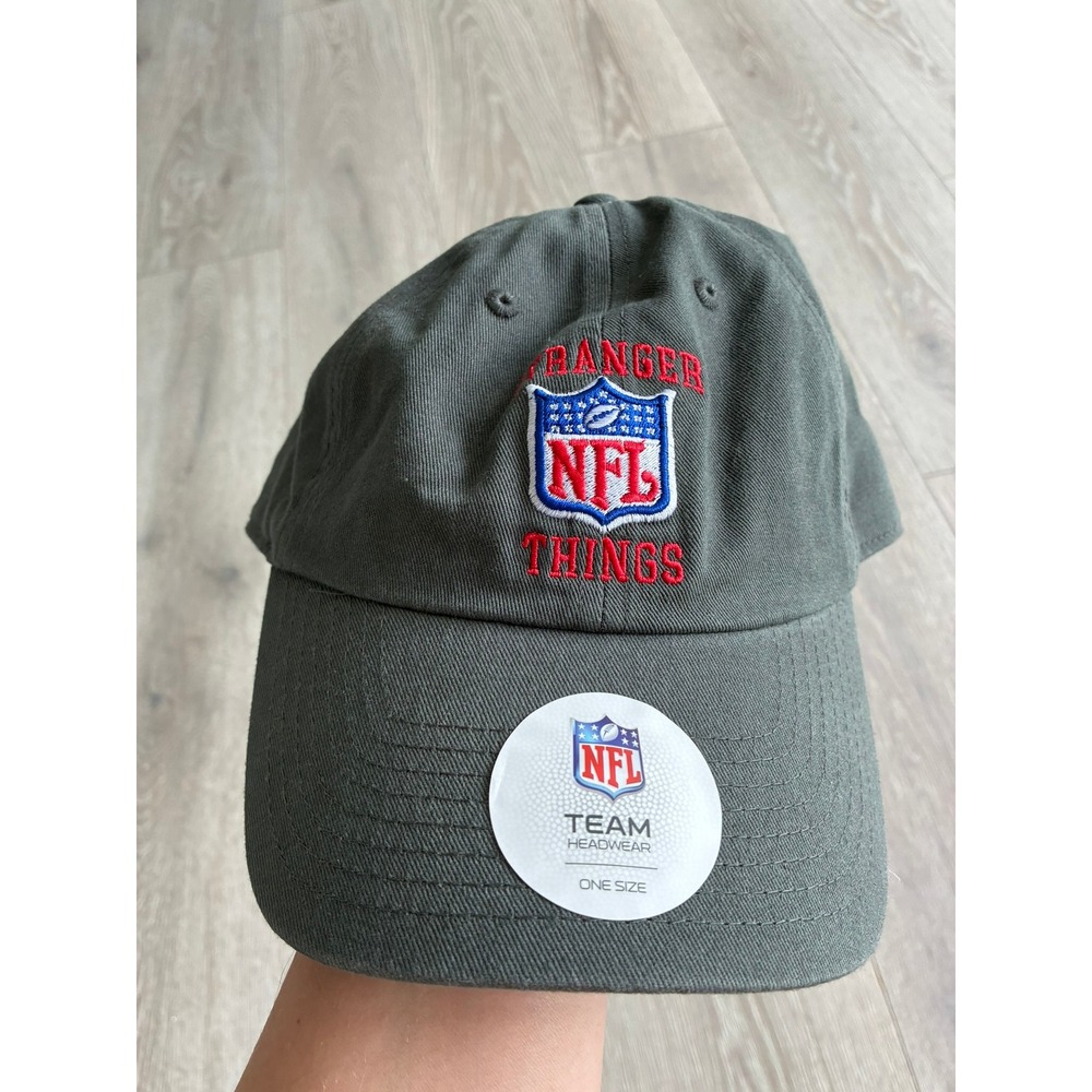 NFL x Stranger Things Netflix Christmas Gameday Hat Olive Green Adjustable Cap